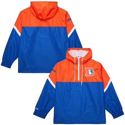 Men's Mitchell & Ness Orange/Royal Denver Broncos Tie Breaker Vintage Logo Lightweight Anorak Half-Zip Windbreaker