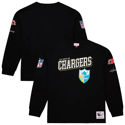Men's Mitchell & Ness  Black Los Angeles Chargers Training Camp Vintage Logos Long Sleeve T-Shirt