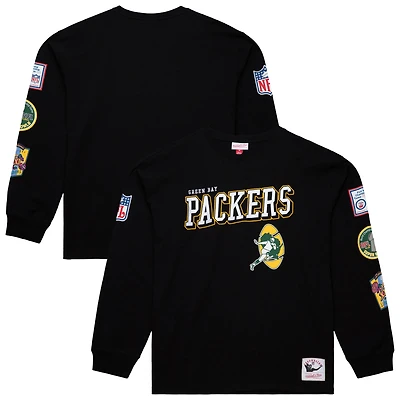 Men's Mitchell & Ness  Black Green Bay Packers Training Camp Vintage Logos Long Sleeve T-Shirt