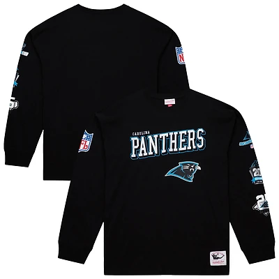 Men's Mitchell & Ness  Black Carolina Panthers Training Camp Vintage Logos Long Sleeve T-Shirt