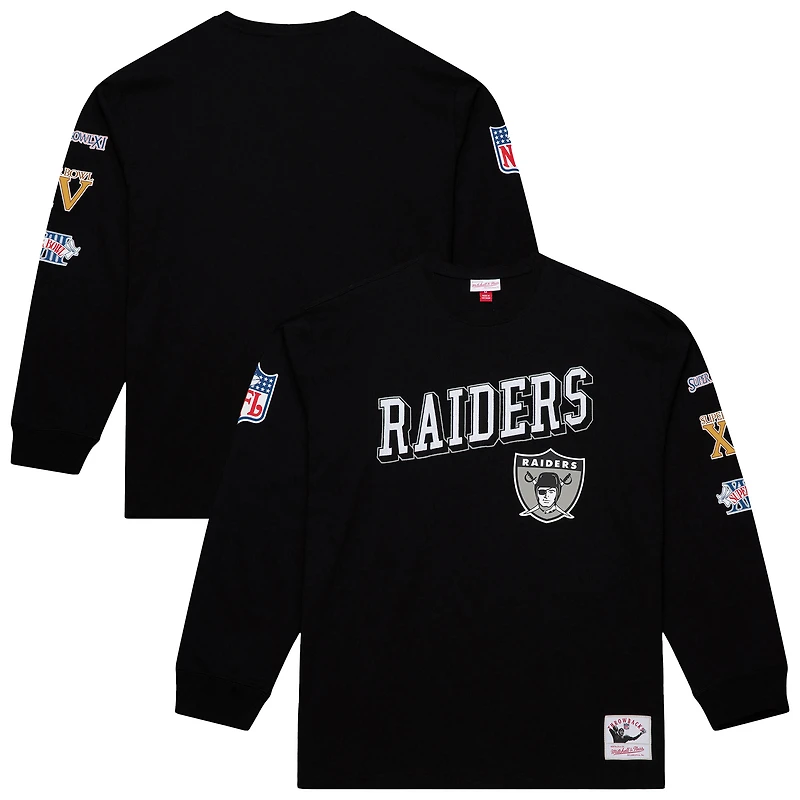 Men's Mitchell & Ness  Black Oakland Raiders Training Camp Vintage Logos Long Sleeve T-Shirt