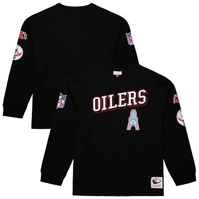 Men's Mitchell & Ness  Black Tennessee Oilers Training Camp Vintage Logos Long Sleeve T-Shirt