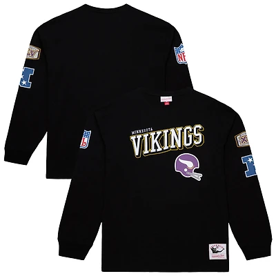 Men's Mitchell & Ness Black Minnesota Vikings Training Camp Vintage Logos Long Sleeve T-Shirt