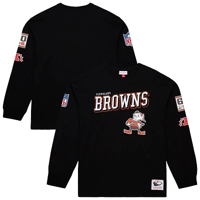Men's Mitchell & Ness Black Cleveland Browns Training Camp Vintage Logos Long Sleeve T-Shirt