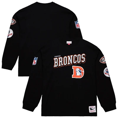 Men's Mitchell & Ness  Black Denver Broncos Training Camp Vintage Logos Long Sleeve T-Shirt