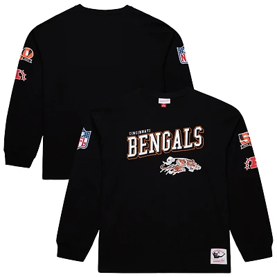 Men's Mitchell & Ness  Black Cincinnati Bengals Training Camp Vintage Logos Long Sleeve T-Shirt