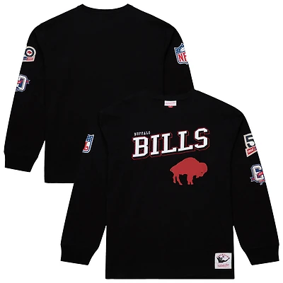 Men's Mitchell & Ness  Black Buffalo Bills Training Camp Vintage Logos Long Sleeve T-Shirt