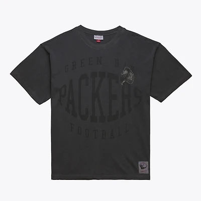 Men's Mitchell & Ness  Black Green Bay Packers Downtown Collection Premium Vintage Logo T-Shirt