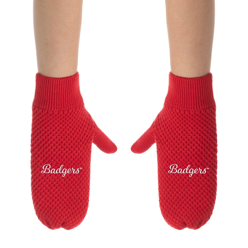 ZooZatz Wisconsin Badgers Knit Bow Headband & Mittens Bundle