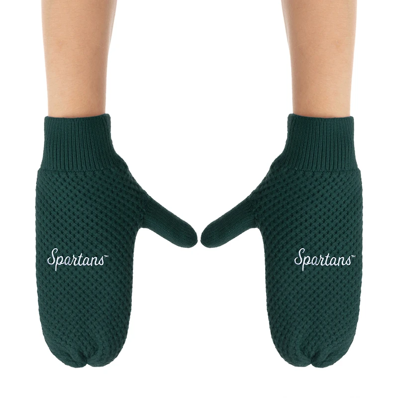 ZooZatz Michigan State Spartans Knit Bow Headband & Mittens Bundle