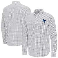Men's Antigua Gray Air Force Falcons Ellis Woven Tri-Blend Long Sleeve Button-Down Shirt