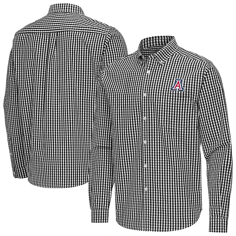 Men's Antigua Arizona Wildcats Ellis Woven Tri-Blend Long Sleeve Button-Down Shirt