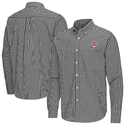 Men's Antigua Arizona Wildcats Ellis Woven Tri-Blend Long Sleeve Button-Down Shirt