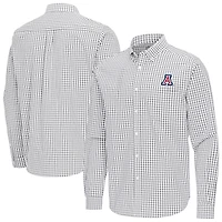 Men's Antigua Gray Arizona Wildcats Ellis Woven Tri-Blend Long Sleeve Button-Down Shirt