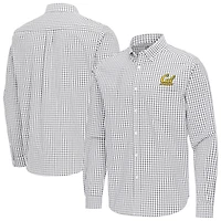 Men's Antigua Gray Cal Bears Ellis Woven Tri-Blend Long Sleeve Button-Down Shirt