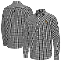 Men's Antigua Black UCF Knights Ellis Woven Tri-Blend Long Sleeve Button-Down Shirt