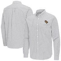 Men's Antigua Gray UCF Knights Ellis Woven Tri-Blend Long Sleeve Button-Down Shirt