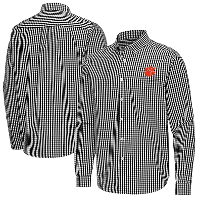 Men's Antigua Clemson Tigers Ellis Woven Tri-Blend Long Sleeve Button-Down Shirt