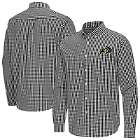 Men's Antigua Black Colorado Buffaloes Ellis Woven Tri-Blend Long Sleeve Button-Down Shirt