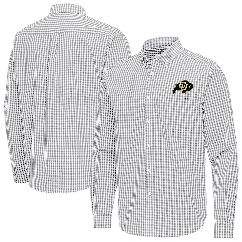 Men's Antigua Colorado Buffaloes Ellis Woven Tri-Blend Long Sleeve Button-Down Shirt