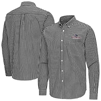 Men's Antigua Black Gonzaga Bulldogs Ellis Woven Tri-Blend Long Sleeve Button-Down Shirt