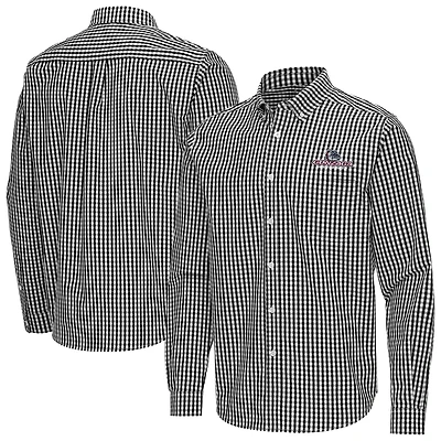 Men's Antigua Black Gonzaga Bulldogs Ellis Woven Tri-Blend Long Sleeve Button-Down Shirt