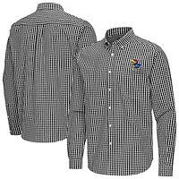 Men's Antigua Kansas Jayhawks Ellis Woven Tri-Blend Long Sleeve Button-Down Shirt