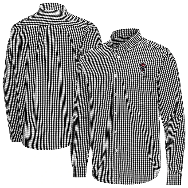Men's Antigua NC State Wolfpack Ellis Woven Tri-Blend Long Sleeve Button-Down Shirt