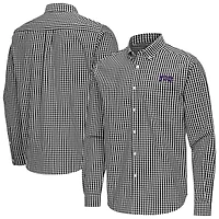 Men's Antigua TCU Horned Frogs Ellis Woven Tri-Blend Long Sleeve Button-Down Shirt
