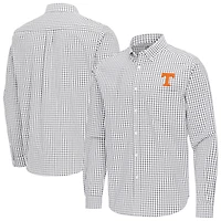 Men's Antigua Gray Tennessee Volunteers Ellis Woven Tri-Blend Long Sleeve Button-Down Shirt