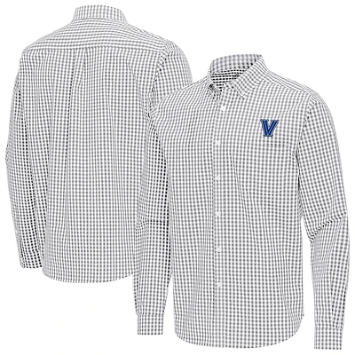 Men's Antigua Gray Villanova Wildcats Ellis Woven Tri-Blend Long Sleeve Button-Down Shirt