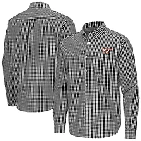 Men's Antigua Black Virginia Tech Hokies Ellis Woven Tri-Blend Long Sleeve Button-Down Shirt