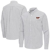 Men's Antigua Gray Virginia Tech Hokies Ellis Woven Tri-Blend Long Sleeve Button-Down Shirt