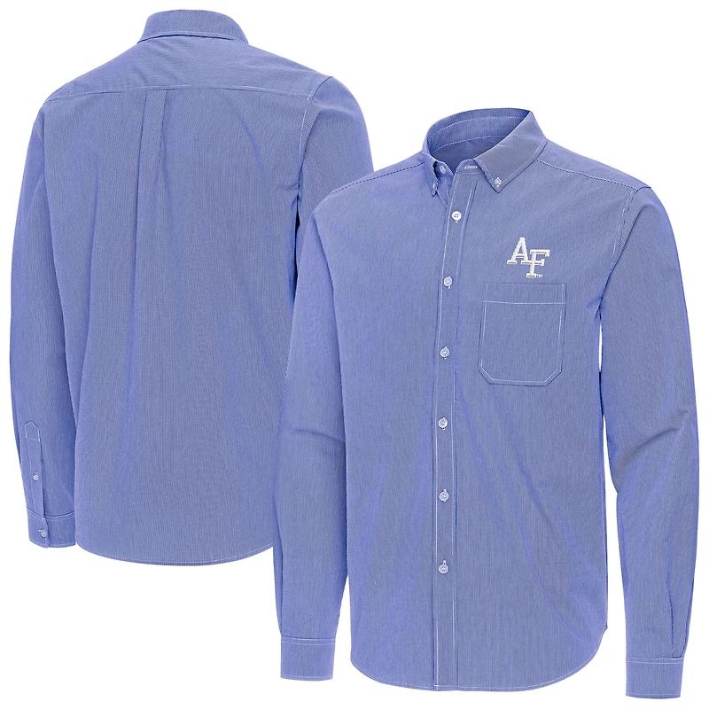 Men's Antigua Royal Air Force Falcons Porter Woven Tri-Blend Long Sleeve Button-Down Shirt