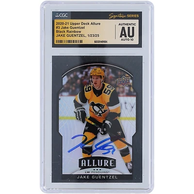 Jake Guentzel Pittsburgh Penguins Autographed 2020-21 Upper Deck Allure Rainbow #3 CGC Fanatics Witnessed Authenticated Auto 10 Card
