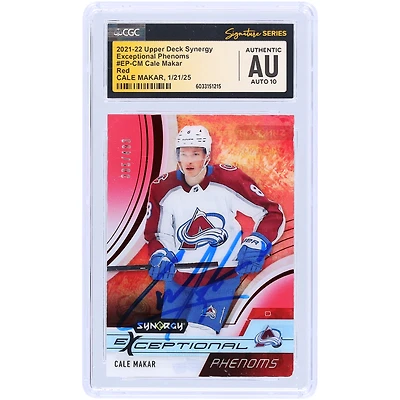 Cale Makar Colorado Avalanche Autographed 2021-22 Upper Deck Synergy Exceptional Phenoms #EP-CM #/ CGC Fanatics Witnessed Authenticated Auto 10 Card