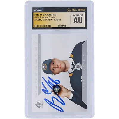 Rasmus Dahlin Buffalo Sabres Autographed 2018-19 Upper Deck SP Authentic #109 CGC Fanatics Witnessed Authenticated Rookie Card