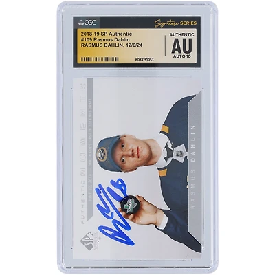Rasmus Dahlin Buffalo Sabres Autographed 2018-19 Upper Deck SP Authentic #109 CGC Fanatics Witnessed Authenticated Auto 10 Rookie Card