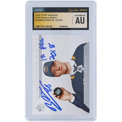 Rasmus Dahlin Buffalo Sabres Autographed 2018-19 Upper Deck SP Authentic #109 CGC Fanatics Witnessed Authenticated Rookie Card with "#1 Pick 2018" Inscription