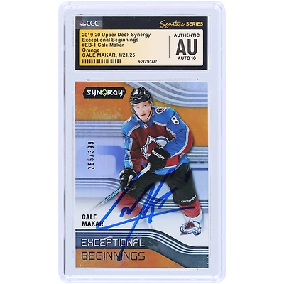 Cale Makar Colorado Avalanche Autographed 2019-20 Upper Deck Synergy Exceptional Beginnings #EB-1 #/ CGC Fanatics Witnessed Authenticated Auto 10 Rookie Card