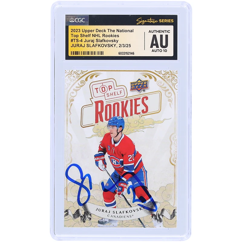 Juraj Slafkovsky Montreal Canadiens Autographed 2023 Upper Deck The National Top Shelf NHL Rookies #TS-4 CGC Fanatics Witnessed Authenticated Auto 10 Card