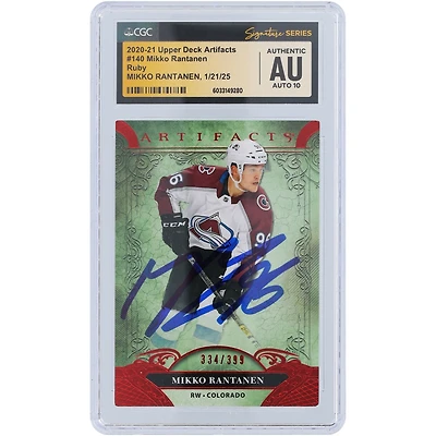 Mikko Rantanen Colorado Avalanche Autographed 2020-21 Upper Deck Artifacts Ruby #140 #/399 CGC Fanatics Witnessed Authenticated Auto 10 Card