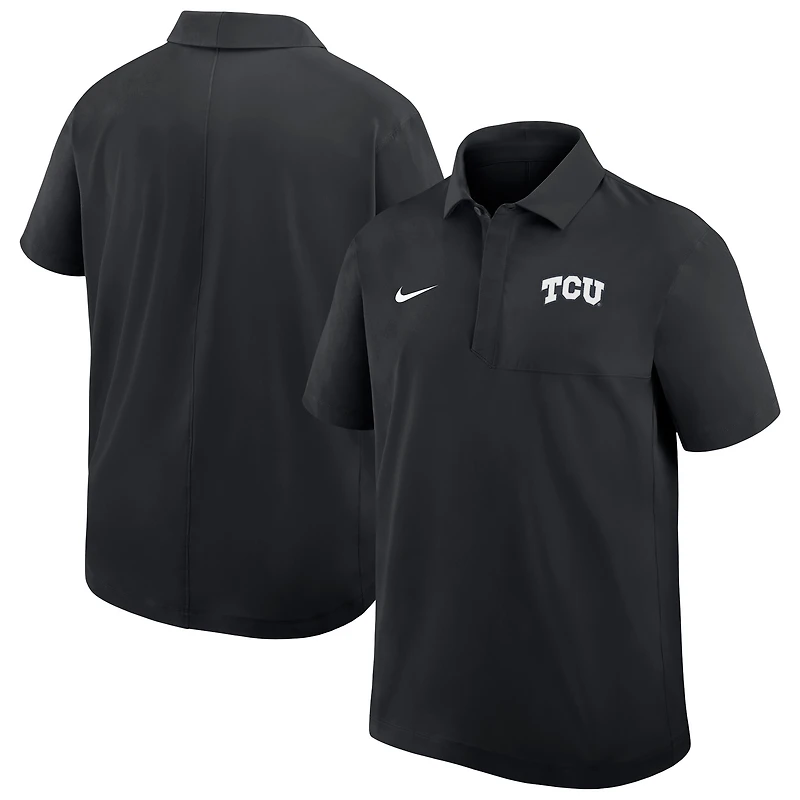 Men's Nike Black TCU Horned Frogs Woven Dri-FIT Polo