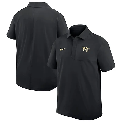 Men's Nike Black Wake Forest Demon Deacons Woven Dri-FIT Polo
