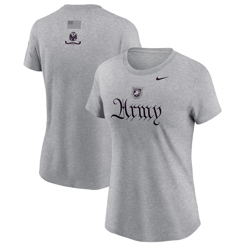 Women's Nike Gray Army Black Knights Army 250 Collection Rivalry Script T-Shirt