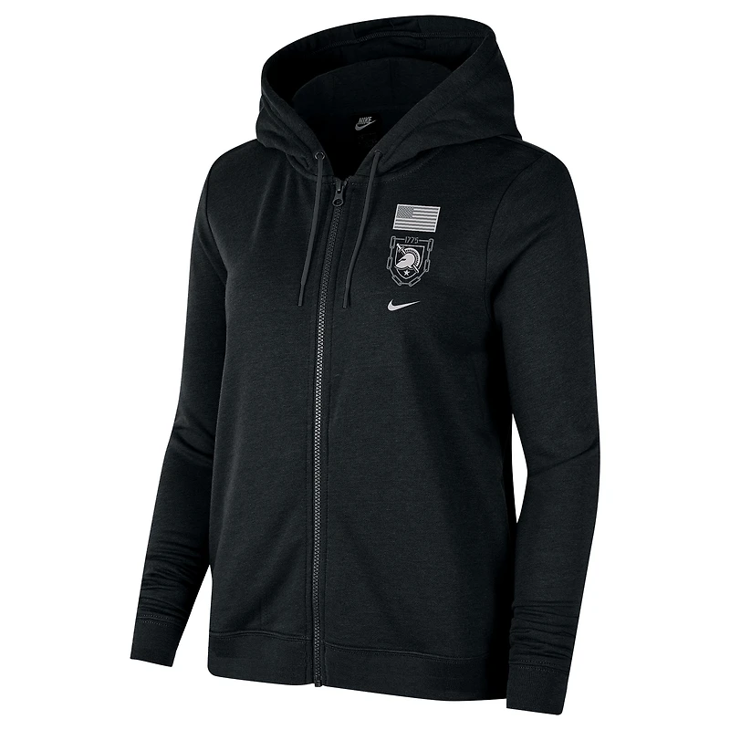 Women's Nike Black Army Black Knights Army 250 Collection Tri-Blend Full-Zip Hoodie