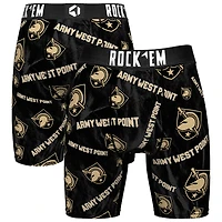 Men's Rock Em Socks Black Army Black Knights All Over Logo Boxer Briefs