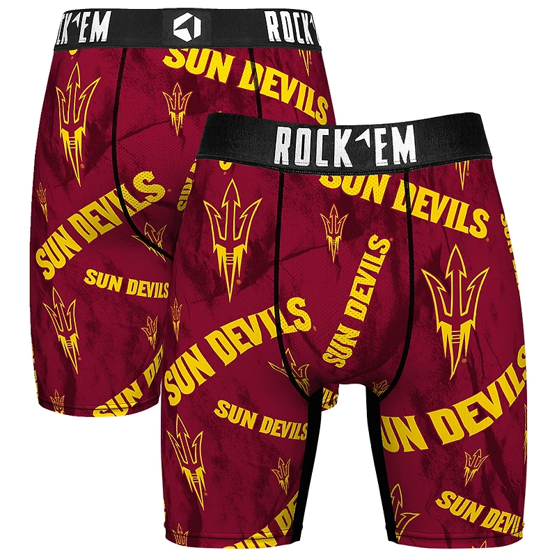 Men's Rock Em Socks Maroon Arizona State Sun Devils All Over Logo Boxer Briefs