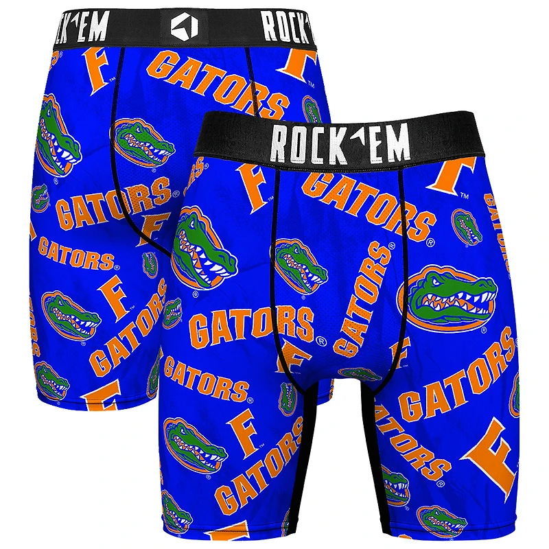 Men's Rock Em Socks Royal Florida Gators All Over Logo Boxer Briefs