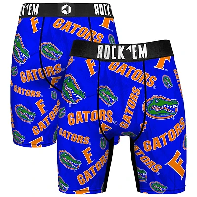 Men's Rock Em Socks Royal Florida Gators All Over Logo Boxer Briefs